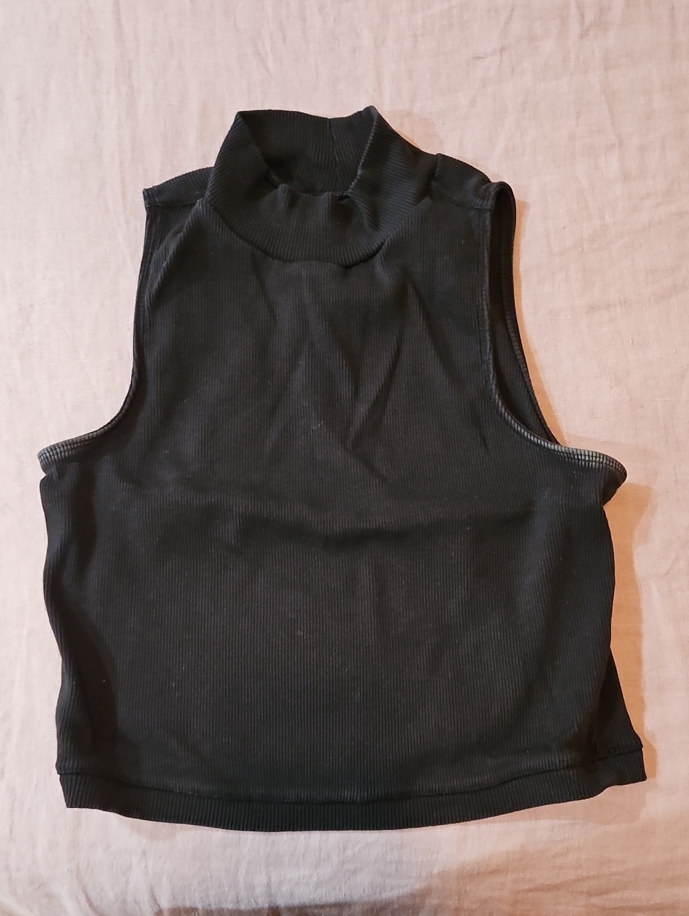 Everlane Ribbed Mock Neck Tank Top Size Xs Black